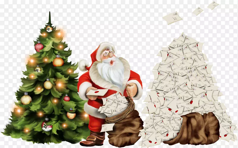 云杉圣诞树，圣诞树装饰，冷杉-圣诞老人