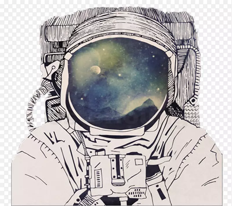 宇航员艺术家画版画-宇航员