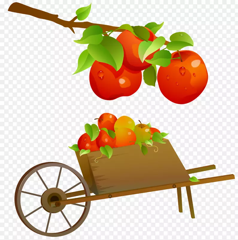 食品手推车苹果剪贴画.苹果水果