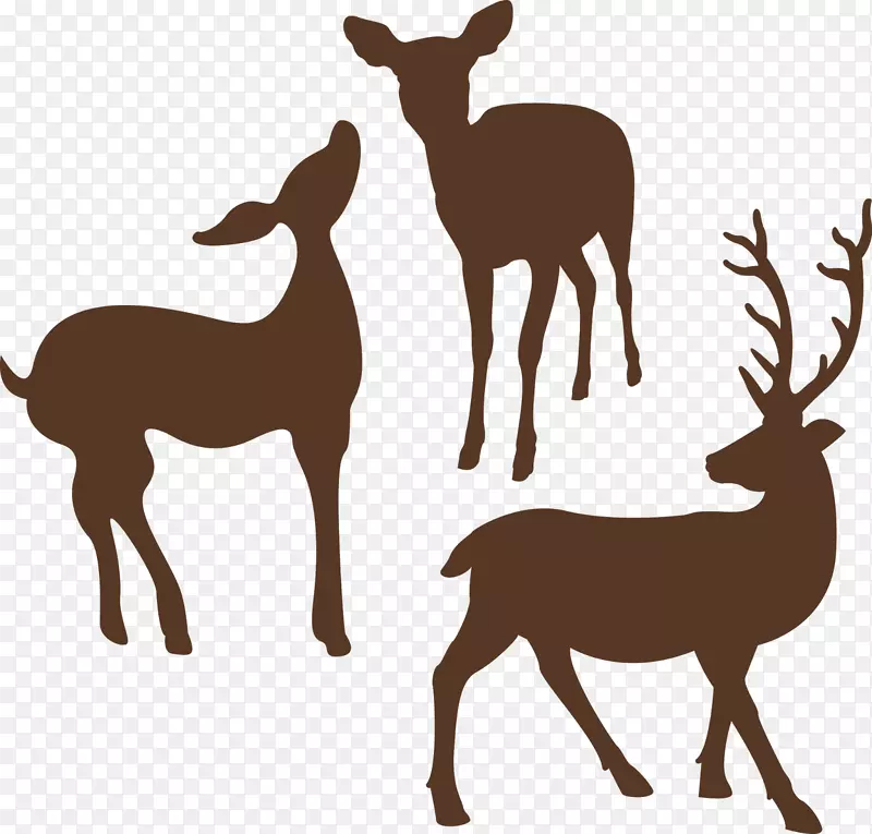 鹿剪影艺术-动物剪影