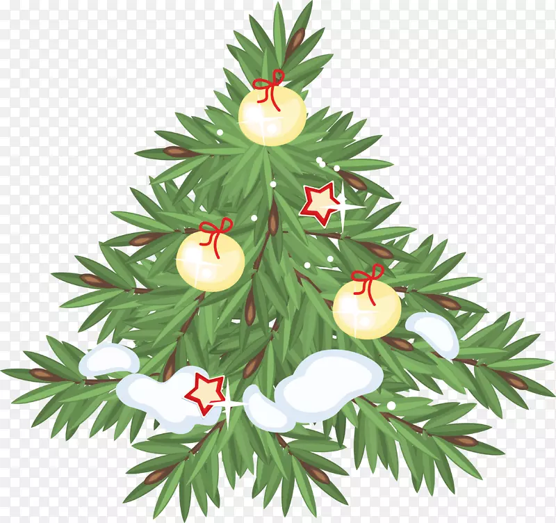 雪人画圣诞剪贴画-圣诞树