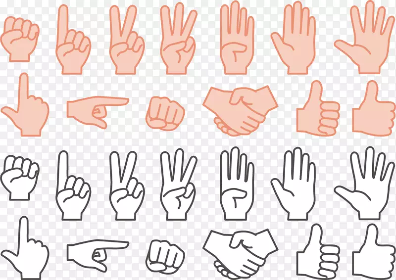 手指手人体数字轮廓-手