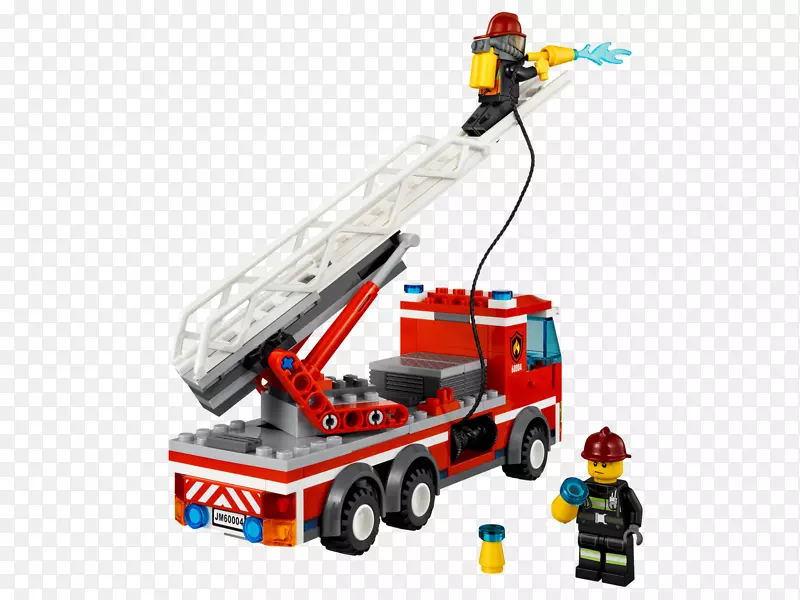 乐高市消防局消防队员玩具块消防车
