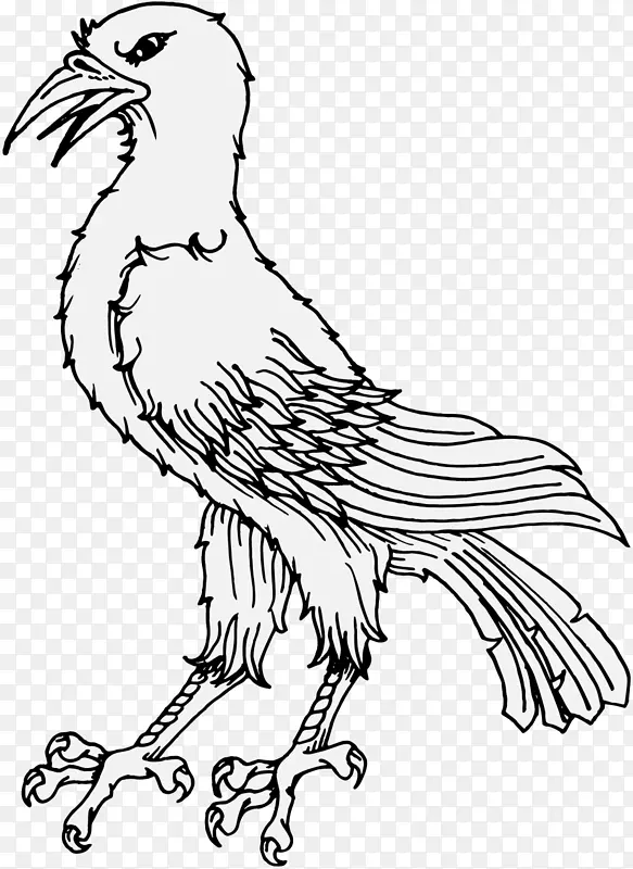 线条艺术鸟夹艺术-乌鸦
