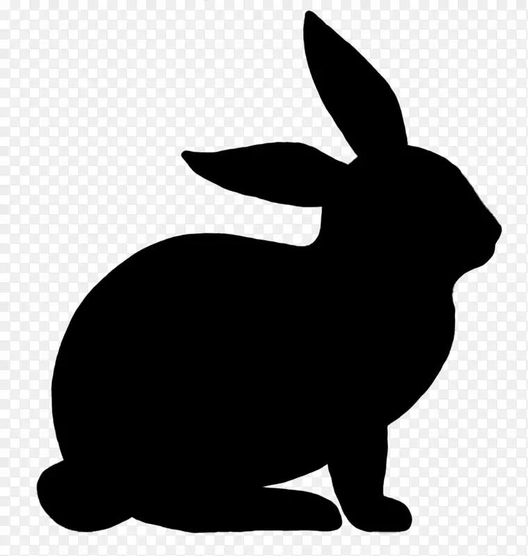 复活节兔子剪影剪贴画-水彩画兔