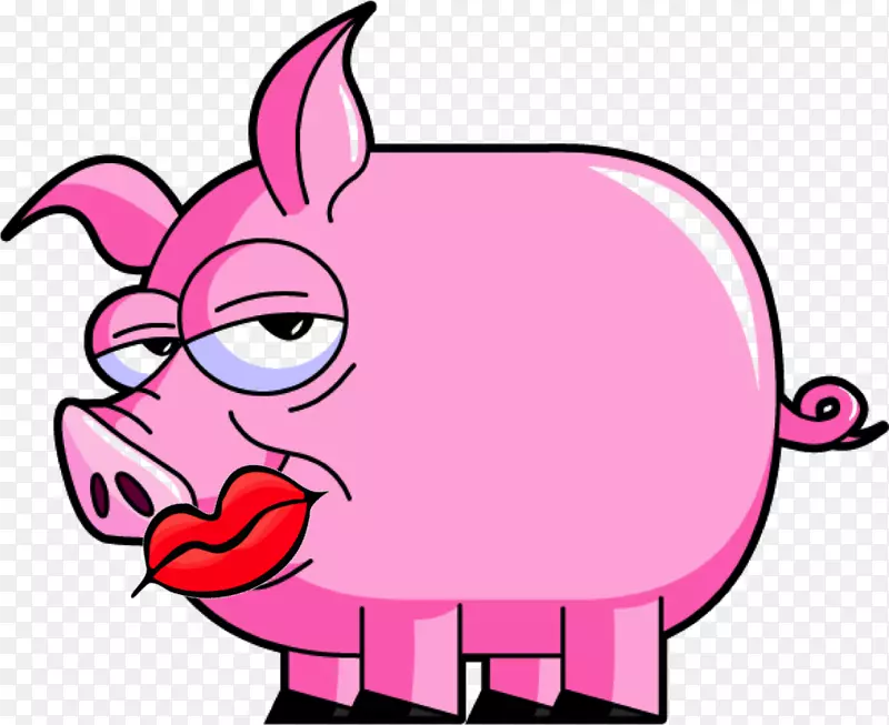 猪烤猪肉卡通剪贴画卡通口红