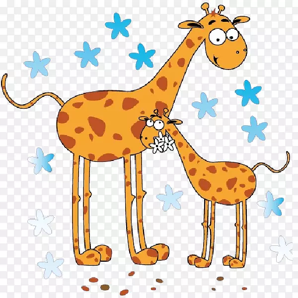 长颈鹿宝宝动物剪贴画-可爱的长颈鹿
