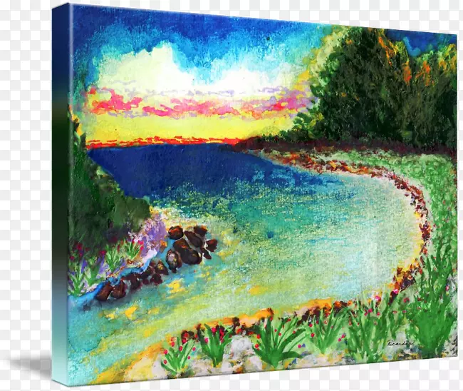 水彩画艺术丙烯酸涂料-热带岛屿