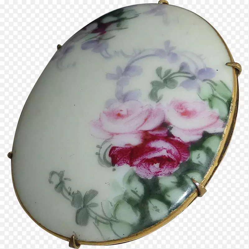 盘子瓷餐具椭圆形手绘花卉材料