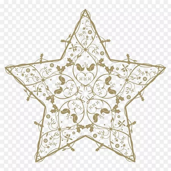 对称圣诞点缀线图案-明星装饰