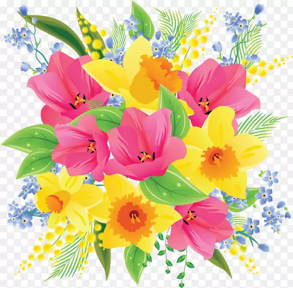 花束剪贴画-美丽的春花