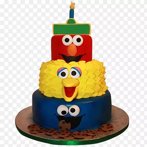 生日蛋糕纸杯蛋糕饼干怪物埃尔莫黄油蛋糕-多层生日蛋糕