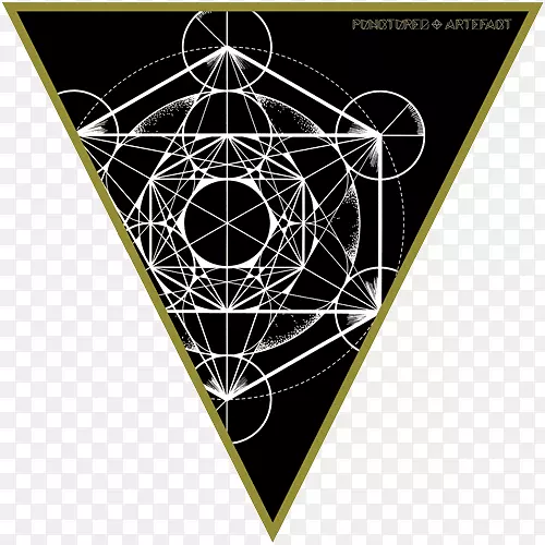 三角形神圣几何学柏拉图立体重叠圆网格几何彩色阴影