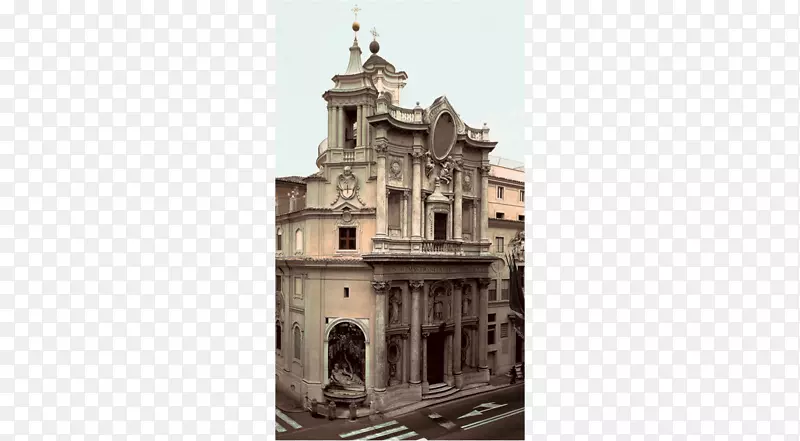 圣卡洛四层佛塔特罗方丹教堂的圣安德鲁在基里纳尔巴洛克建筑立面圣。彼得大教堂-罗马教堂