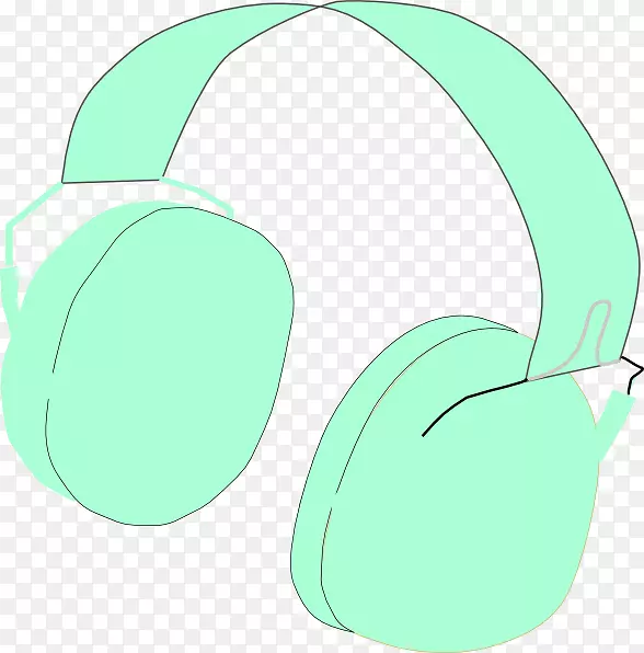 青绿色音频耳机.卡通耳机