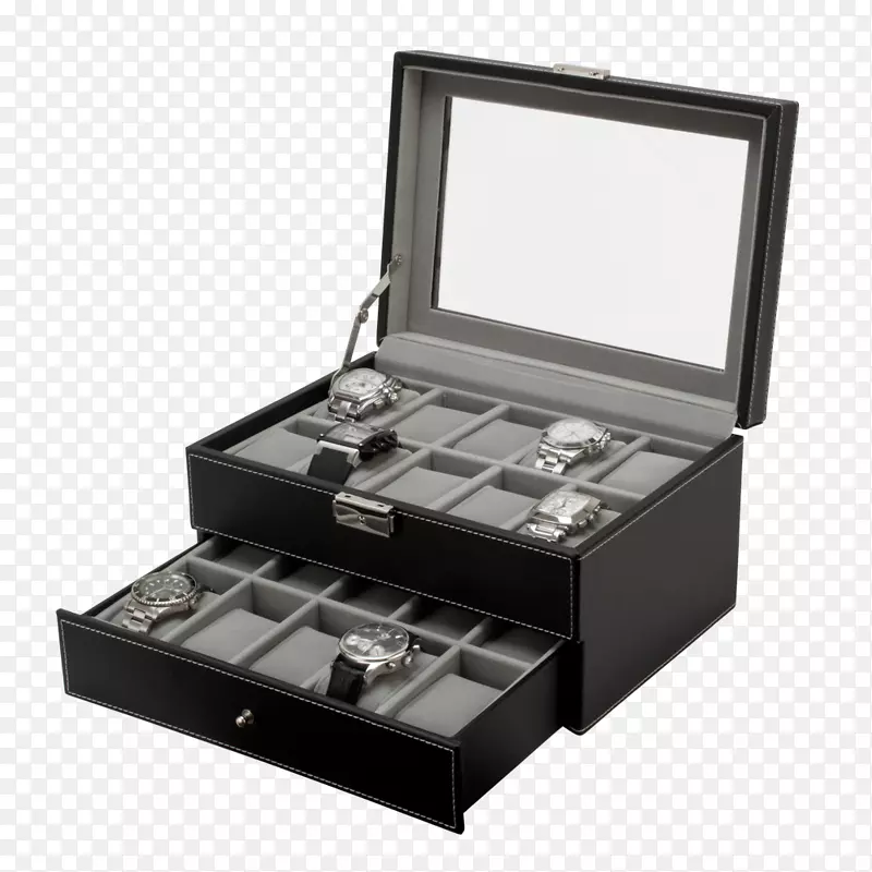 盒子手表珠宝展示柜皮革玻璃显示器