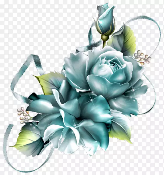 切花设计剪贴画-精美的蓝色花