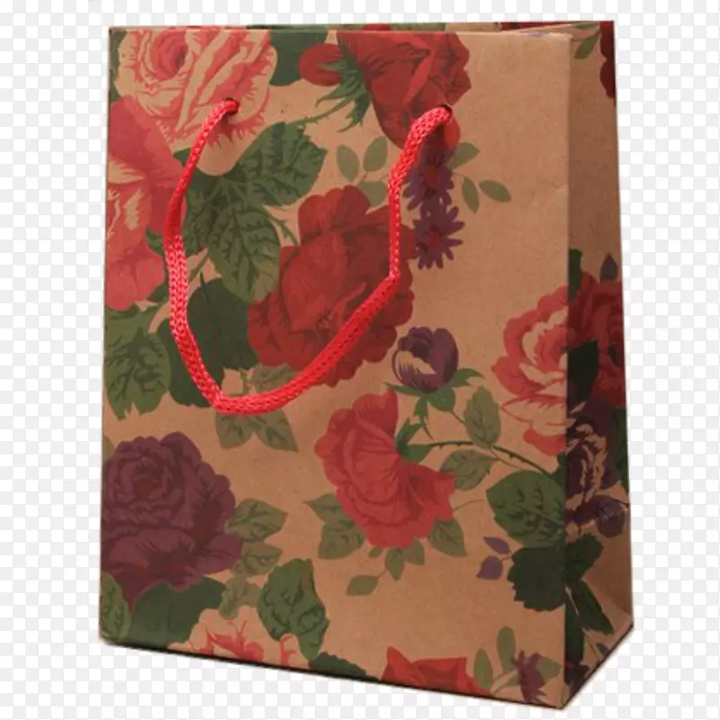 花纺织品袋红色花卉设计.礼品袋