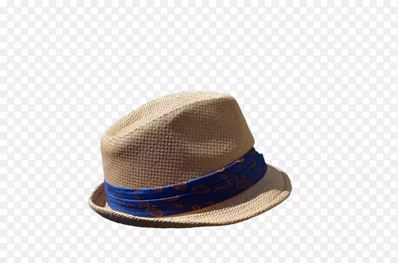 帽，软帽，棕色帽-带蓝色帽子