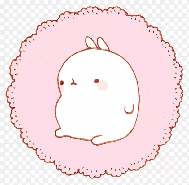 画可爱的卡瓦伊胖兔-复活节兔子粉红色背景