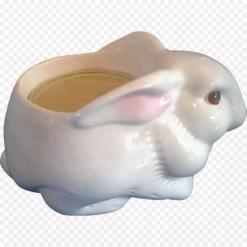 陶瓷鼻子鼻兔雕像手绘花盒