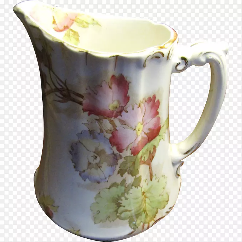 茶杯，咖啡杯，陶瓷水壶，手绘花卉装饰
