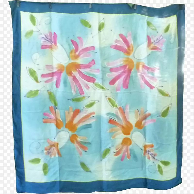 纺织双色亚麻布窗帘淋浴.手绘花卉图片材料
