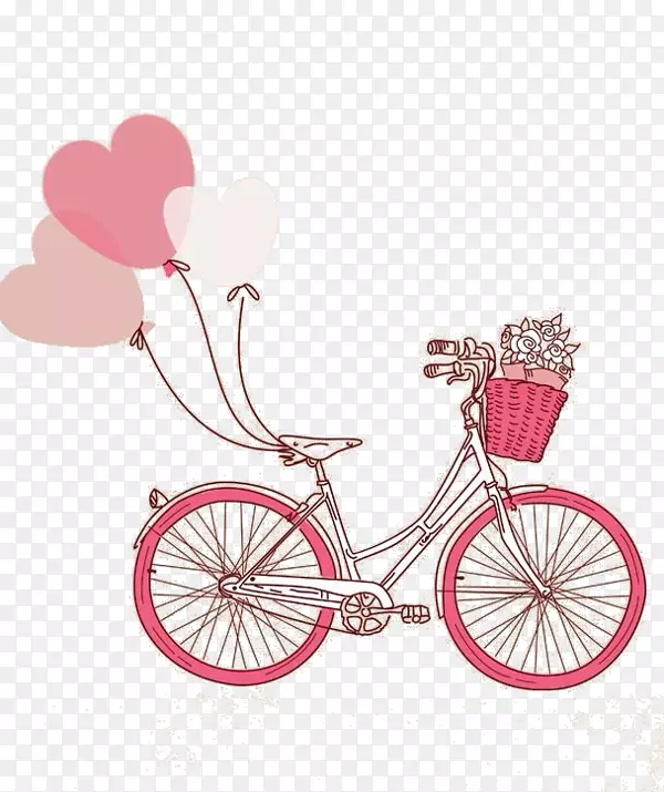 自行车纸自行车气球婚礼邀请函水彩画玉兰