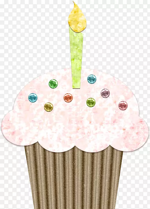 蛋糕生日蛋糕冰淇淋锥-水彩画玉兰