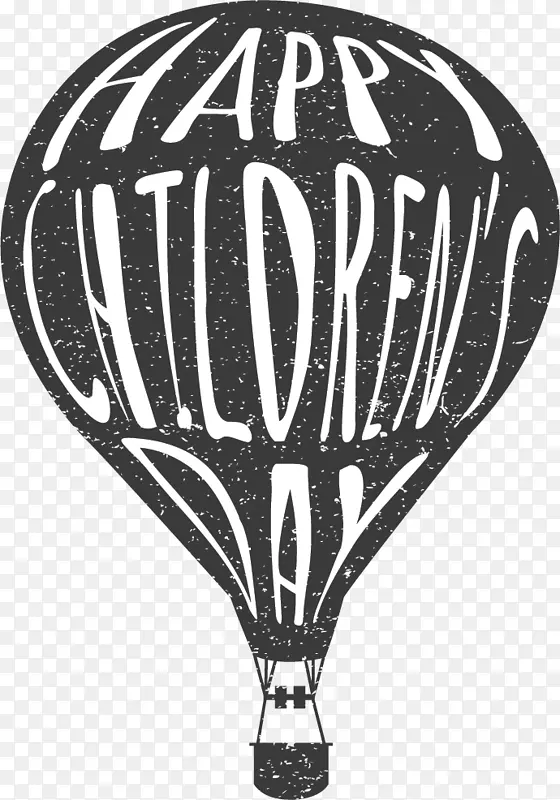 单色摄影热气球字体快乐儿童节