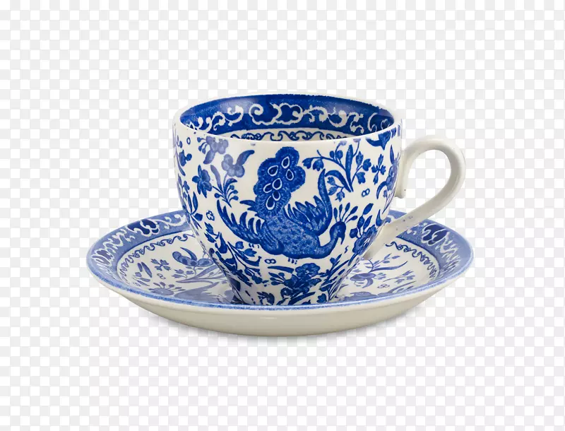 餐具碟瓷茶杯蓝孔雀