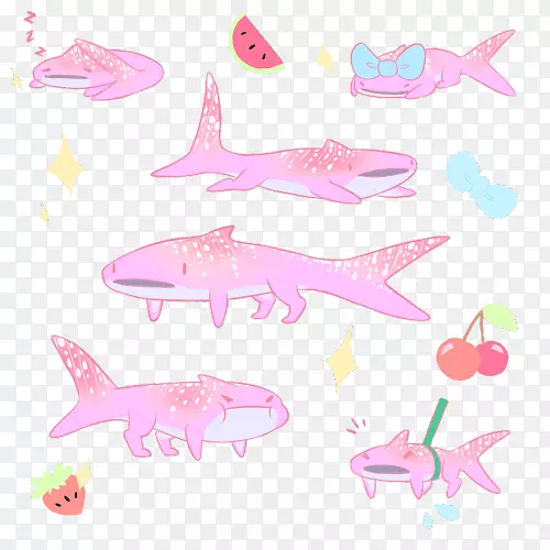海洋鱼类-鲸鱼水彩