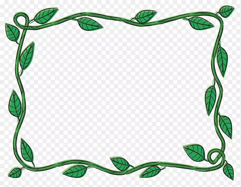 植物线条艺术树夹艺术-藤蔓边缘