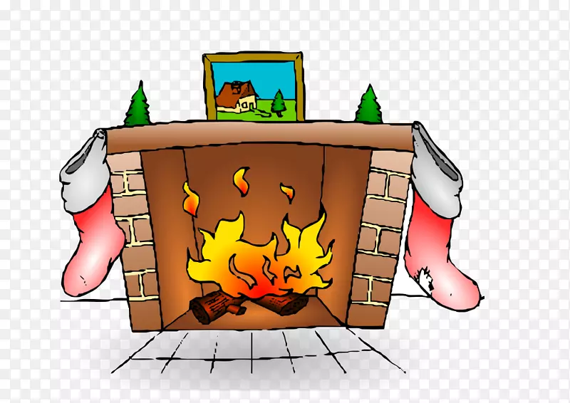 圣诞袜，壁炉，烟囱夹艺术.篝火剪贴画