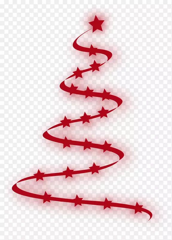 圣诞树装饰剪贴画-红色圣诞节