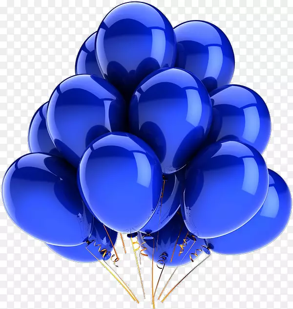气球蓝色摄影派对贺卡-蓝色生日快乐