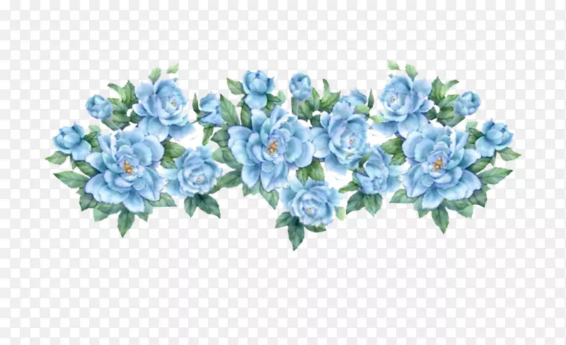 花蓝色玫瑰剪贴画-蓝色花朵