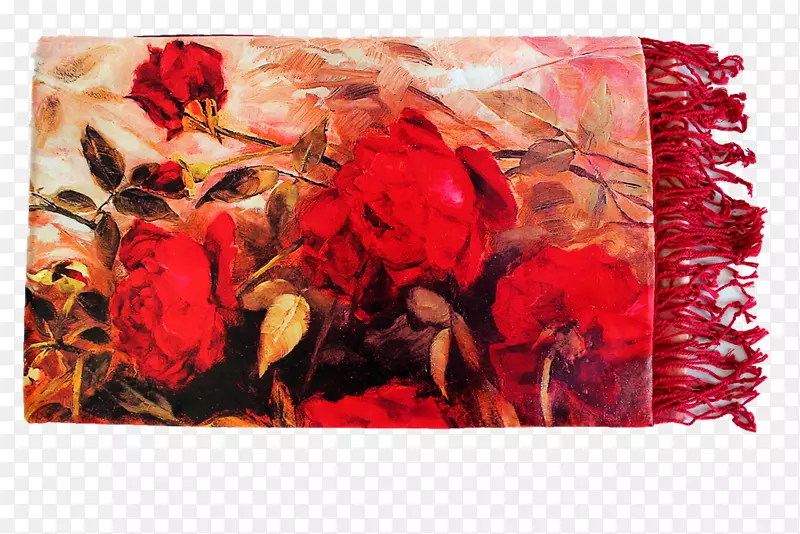 花园玫瑰花图案彩绘丝红丝