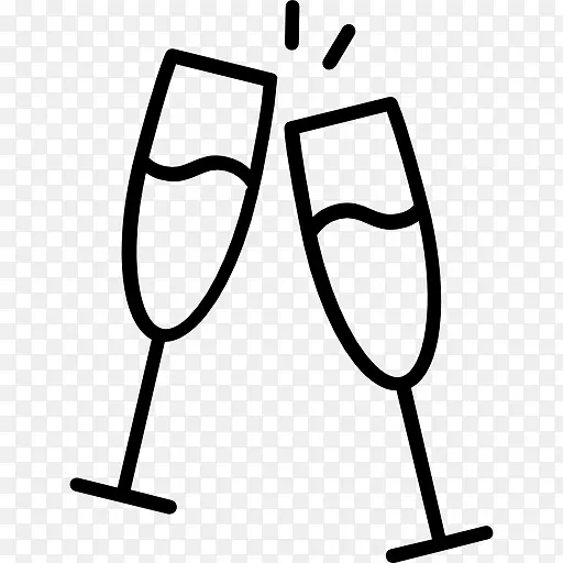 香槟玻璃电脑图标闪闪发光的葡萄酒-干杯！