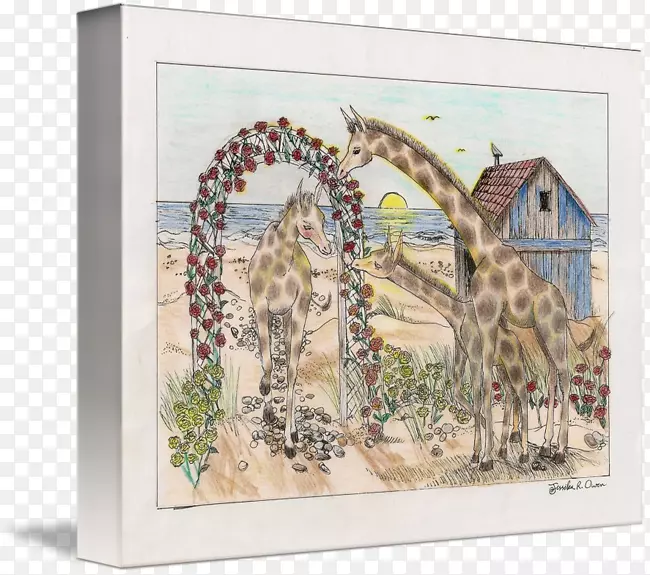 长颈鹿美术绘画水彩画长颈鹿