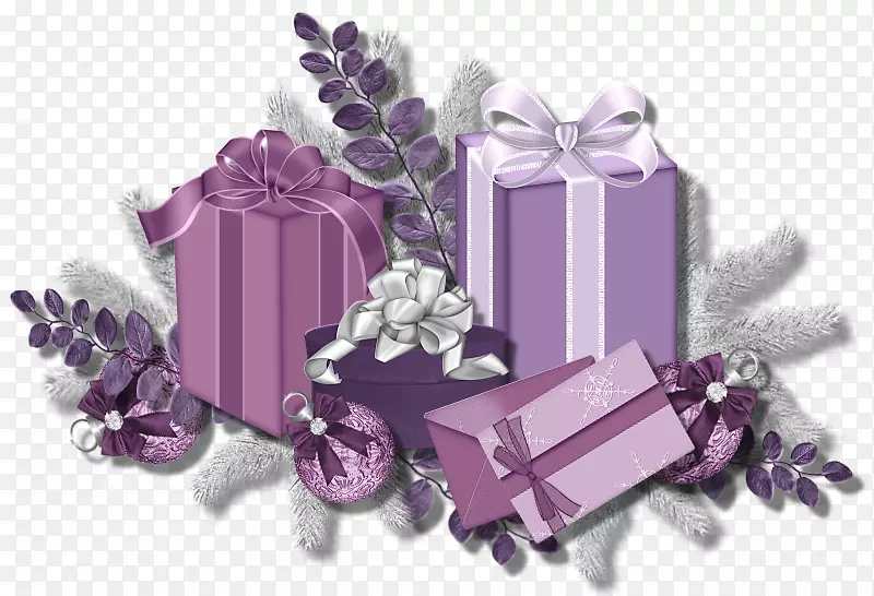 圣诞礼物紫色剪贴画-粉红与紫色