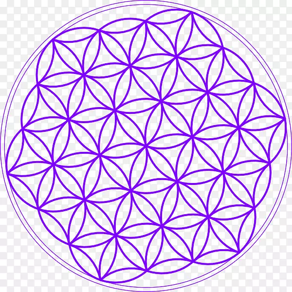 神圣几何重叠圆网格符号剪贴画彩色螺旋图案
