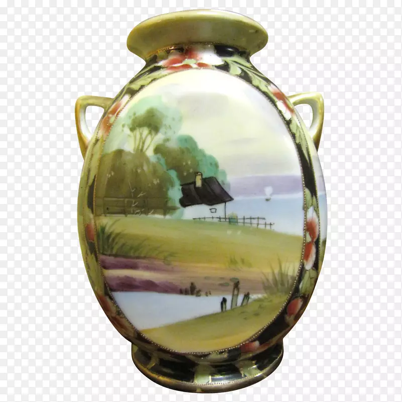 陶瓷花瓶工艺品-手绘树叶