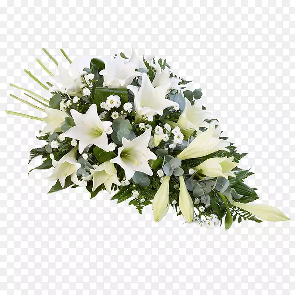 葬礼百合花环玫瑰-白色百合花
