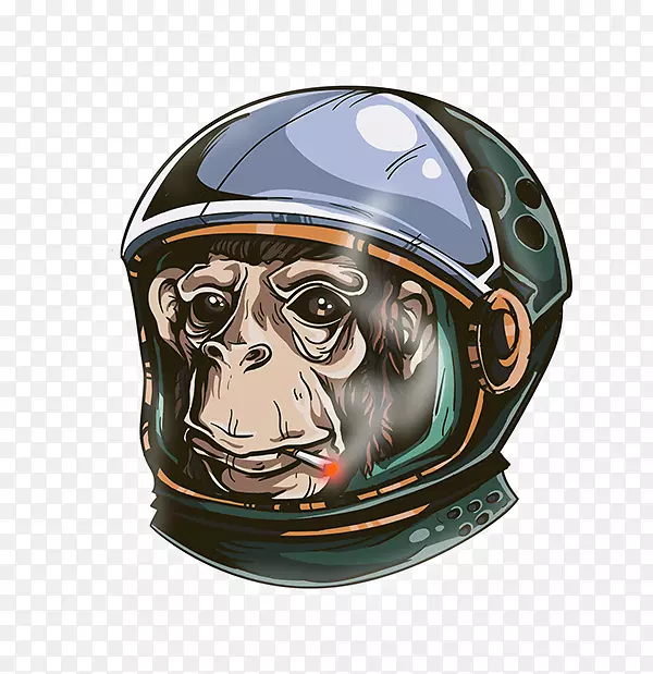 太空服中的猴子和类人猿图案设计.猴子卡通