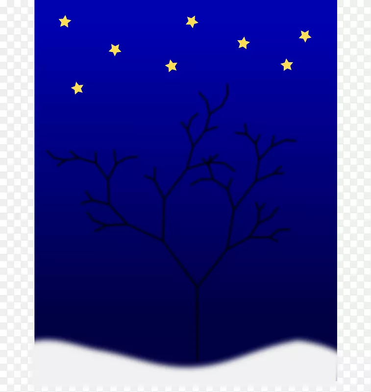 视觉艺术钴蓝树桌面壁纸-冬季雪