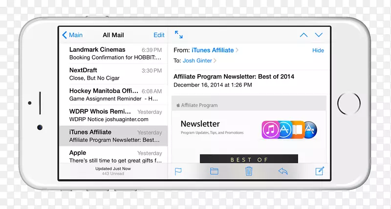 iPhone 6加上电子邮件应用商店-水平屏幕