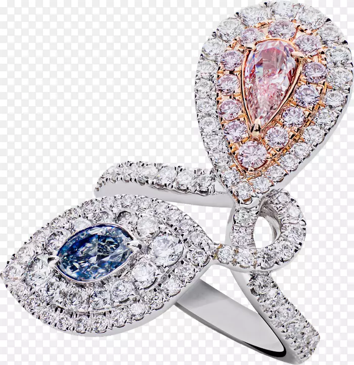 珠宝宝石戒指珠宝钻石粉红色蓝色