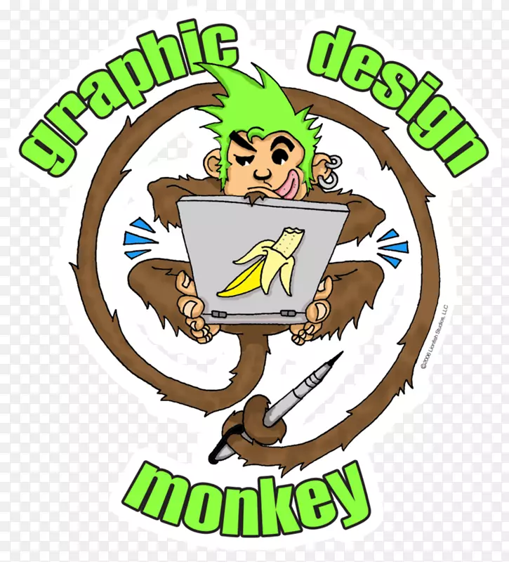 人类行为有机体标志剪辑艺术-创意猴子