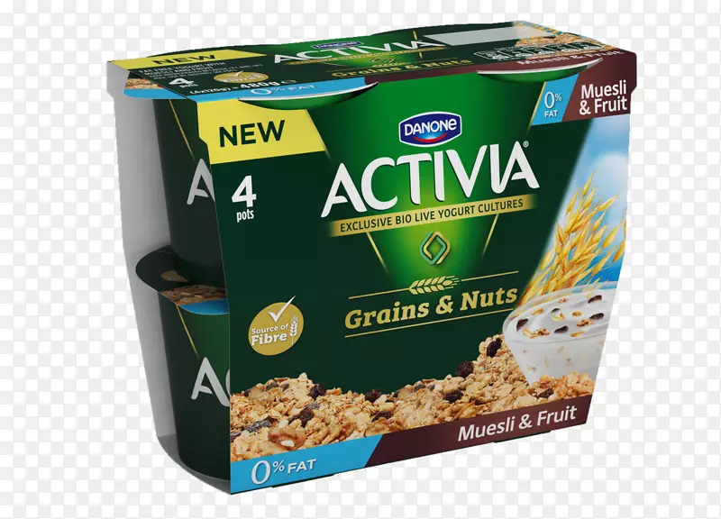 早餐谷类食品素食菜肴Activia酸奶-坚果套餐